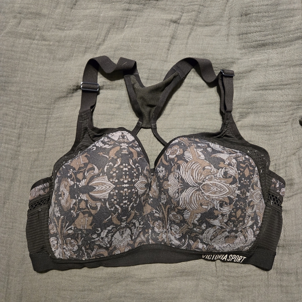 Victorias Secret Black Floral Sports Bra